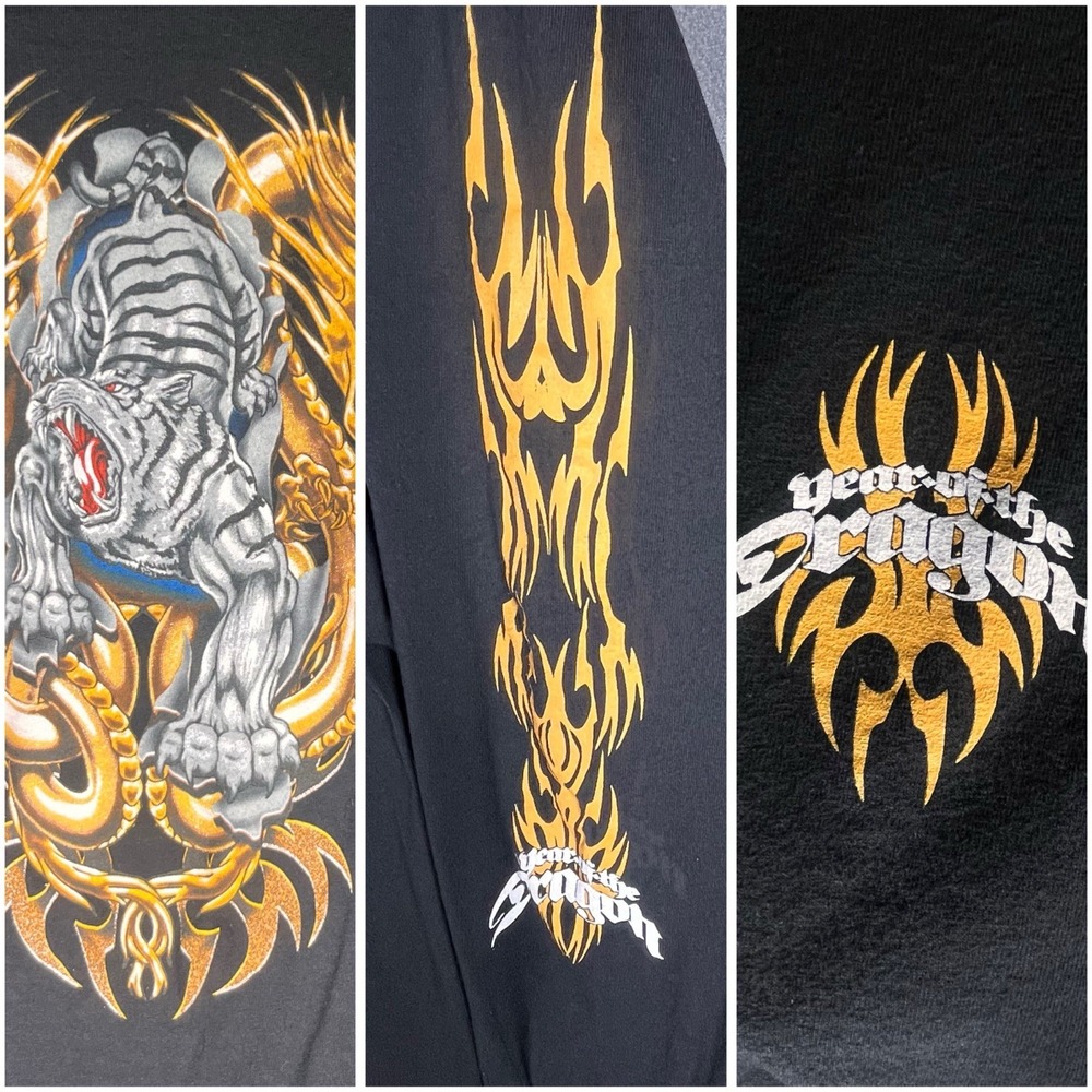 VTG Year of The Dragon Long Sleeve T-Shirt VTG Y2K Skater Grunge Top Heavy S?